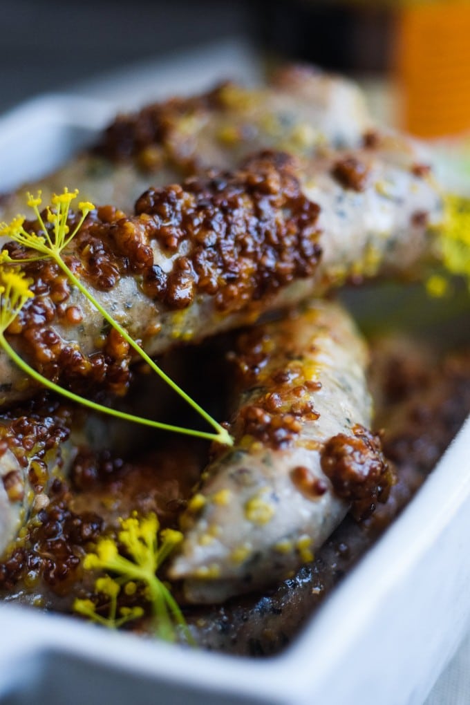 chipolata pølser med senep og honning