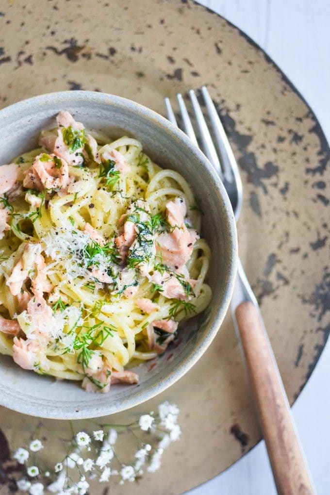 den bedste opskrift paa pasta med laks