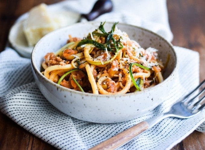 pasta bolognese med kyllingekød