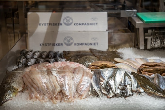 skånsomt fanget fisk hos fiskehandler