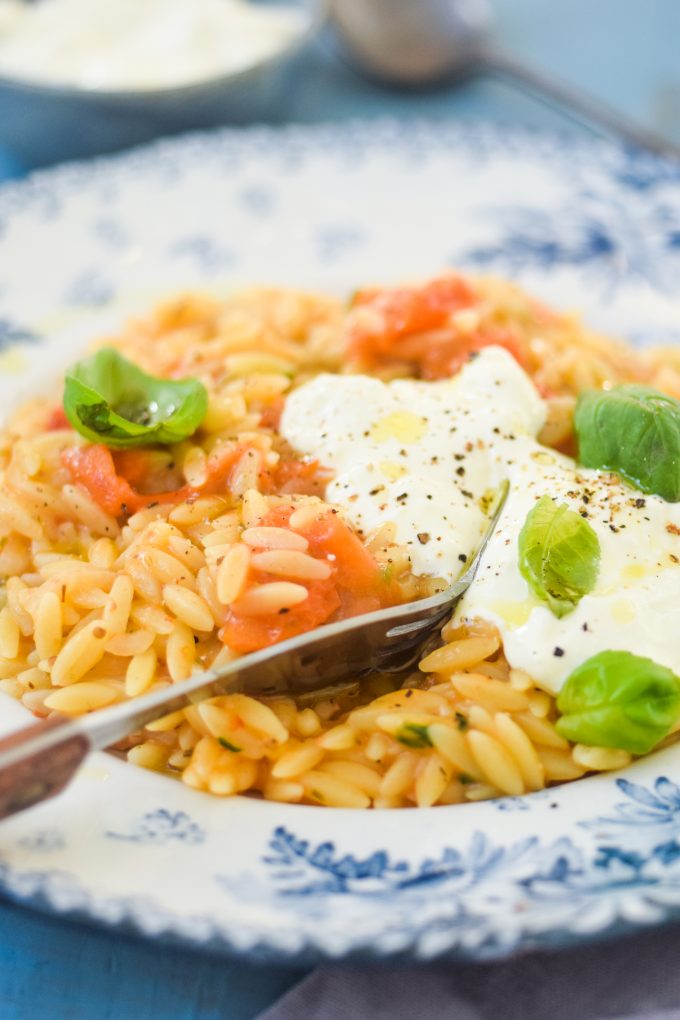 Orzo pasta opskrift med basilikum