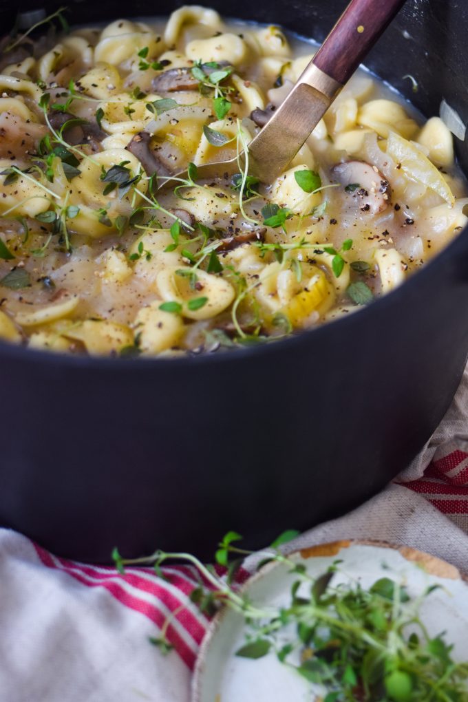 one pot fransk løgsuppe pasta 
