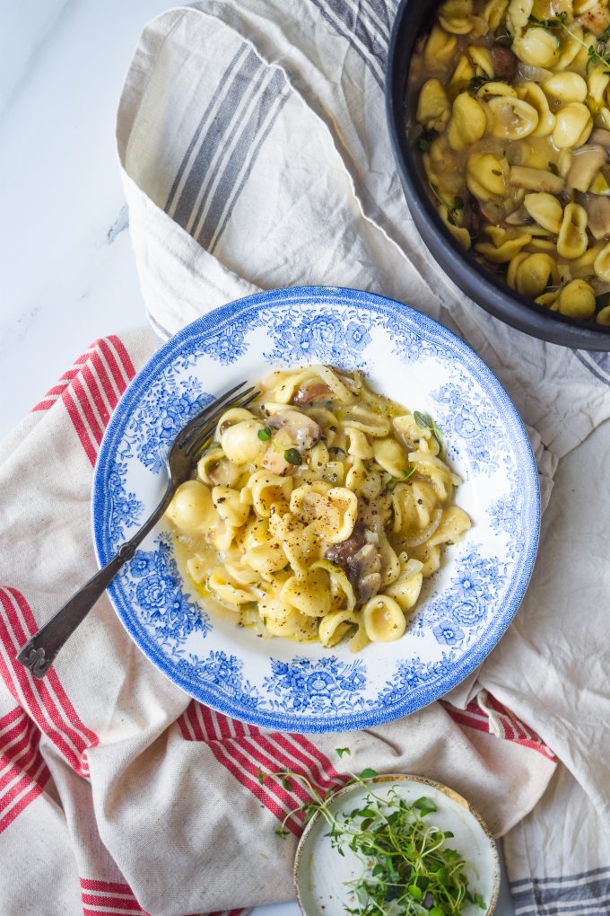 cremet fransk løgsuppe pasta 